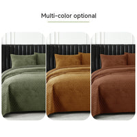 HKM-037011 Luxury Pure Polyester Flannel 3-Piece Bed Cover Set - Queen & King Sizes, Green