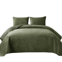 HKM-037011 Luxury Pure Polyester Flannel 3-Piece Bed Cover Set - Queen & King Sizes, Green