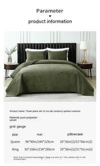 HKM-037011 Luxury Pure Polyester Flannel 3-Piece Bed Cover Set - Queen & King Sizes, Green