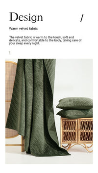 HKM-037011 Luxury Pure Polyester Flannel 3-Piece Bed Cover Set - Queen & King Sizes, Green