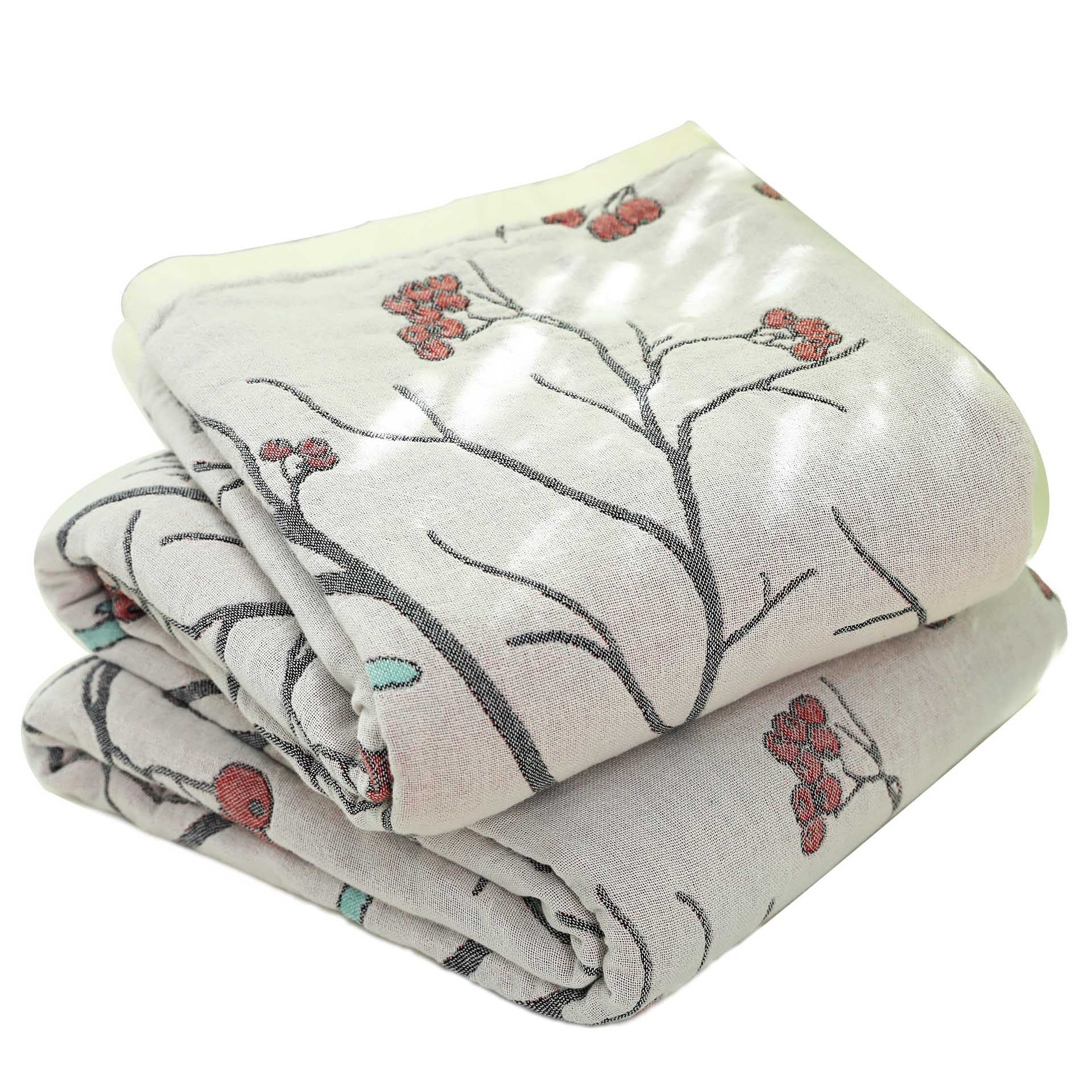 HKM-037011 Printed Cotton Gauze Towel Blanket - Summer Plants & Flowers Design, Available in 150x200cm and 200x230cm Sizes