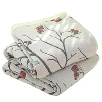 HKM-037011 Printed Cotton Gauze Towel Blanket - Summer Plants & Flowers Design, Available in 150x200cm and 200x230cm Sizes