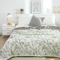 HKM-037011 Printed Cotton Gauze Towel Blanket - Summer Plants & Flowers Design, Available in 150x200cm and 200x230cm Sizes