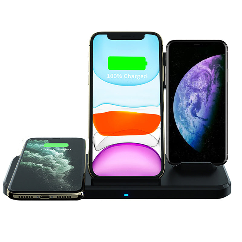 HKM-037075 Universal Three-in-One Multifunctional Wireless Charging Bracket - CE FCC ROHS Certified, Black