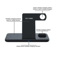 HKM-037075 Universal Three-in-One Multifunctional Wireless Charging Bracket - CE FCC ROHS Certified, Black