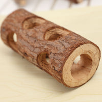 HKM-037267 Solid Wood Bird & Small Animal Tube Platform Toy - Molar Chew for Hamsters, Rabbits, Dogs & Cats