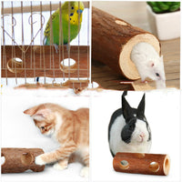 HKM-037267 Solid Wood Bird & Small Animal Tube Platform Toy - Molar Chew for Hamsters, Rabbits, Dogs & Cats
