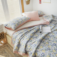 HKM-037331 Japanese Style Floral Cotton Air Conditioner Quilt with Pillow Pair, Available in Multiple Sizes
