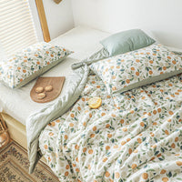 HKM-037331 Japanese Style Floral Cotton Air Conditioner Quilt with Pillow Pair, Available in Multiple Sizes
