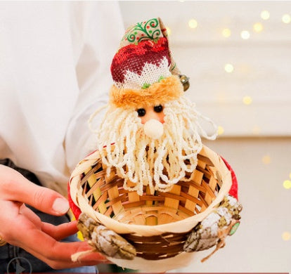 HKM-037779 Cedar Basket Collection: Elk, Snowman, and Elderly Designs in Small and Large Sizes