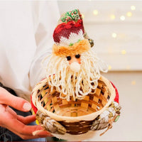 HKM-037779 Cedar Basket Collection: Elk, Snowman, and Elderly Designs in Small and Large Sizes
