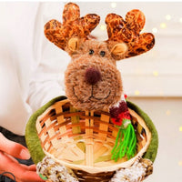 HKM-037779 Cedar Basket Collection: Elk, Snowman, and Elderly Designs in Small and Large Sizes