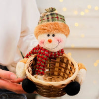 HKM-037779 Cedar Basket Collection: Elk, Snowman, and Elderly Designs in Small and Large Sizes