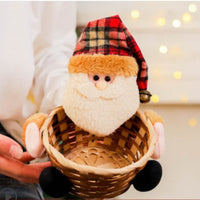 HKM-037779 Cedar Basket Collection: Elk, Snowman, and Elderly Designs in Small and Large Sizes