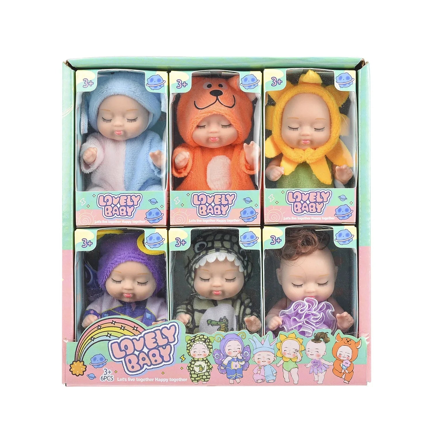 HKM-037843 Cute Mini Sleeping Rebirth Doll - Soft PVC Baby Animal Toy for Kids, Perfect Birthday Gift