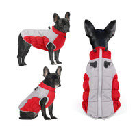 HKM-037843 Reversible Waterproof Winter Dog Jacket - Cozy Thick Padded Coat for Medium to Large Dogs with Adjustable Collar and Reflective Safety Strips