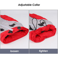 HKM-037843 Reversible Waterproof Winter Dog Jacket - Cozy Thick Padded Coat for Medium to Large Dogs with Adjustable Collar and Reflective Safety Strips