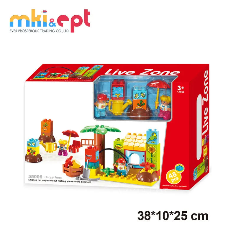 Educational Building Blocks Set for Kids - 48pcs Wooden Blocks for Ages 2-7, Modern Design