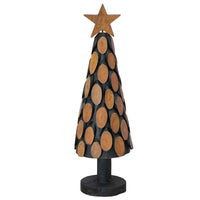 HKM-037971 Modern 60 cm Solid Teak Wood Christmas Tree with Stand for Indoor Decoration