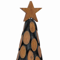 HKM-037971 Modern 60 cm Solid Teak Wood Christmas Tree with Stand for Indoor Decoration