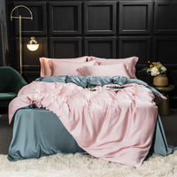 HKM-038163 Elegant Double-Sided Tencel Four-Piece Bedding Set with Pillowcases and Blanket