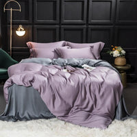 HKM-038163 Elegant Double-Sided Tencel Four-Piece Bedding Set with Pillowcases and Blanket