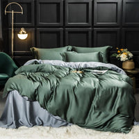 HKM-038163 Elegant Double-Sided Tencel Four-Piece Bedding Set with Pillowcases and Blanket