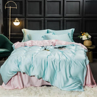 HKM-038163 Elegant Double-Sided Tencel Four-Piece Bedding Set with Pillowcases and Blanket