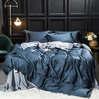 HKM-038163 Elegant Double-Sided Tencel Four-Piece Bedding Set with Pillowcases and Blanket