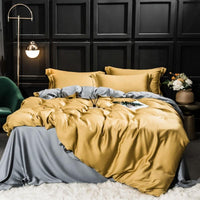 HKM-038163 Elegant Double-Sided Tencel Four-Piece Bedding Set with Pillowcases and Blanket