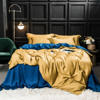 HKM-038163 Elegant Double-Sided Tencel Four-Piece Bedding Set with Pillowcases and Blanket