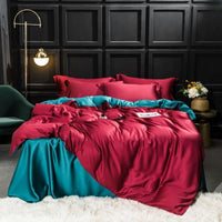 HKM-038163 Elegant Double-Sided Tencel Four-Piece Bedding Set with Pillowcases and Blanket