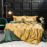 HKM-038163 Elegant Double-Sided Tencel Four-Piece Bedding Set with Pillowcases and Blanket