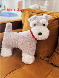 HKM-038291 Plush Schnauzer Dog Keychain Pendant - Cute Schoolbag Accessory in Various Colors