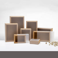 HKM-038291 Transparent Drawer Kraft Carton with Matte Cover in Cowhide and Black Card