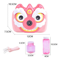 HKM-038419 Colorful Lion Dance Bubble Camera Toy for Kids - Outdoor Bubble Machine for Garden Fun