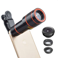 HKM-038547 4-in-1 Mobile Phone Lens Set: Telephoto, Fisheye, Wide Angle & Macro