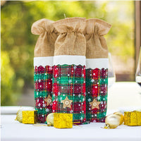 HKM-038611 Christmas Table Decorative Wine Bottle Bag - Creative Design 35cm Cloth Bag with Festive Themes