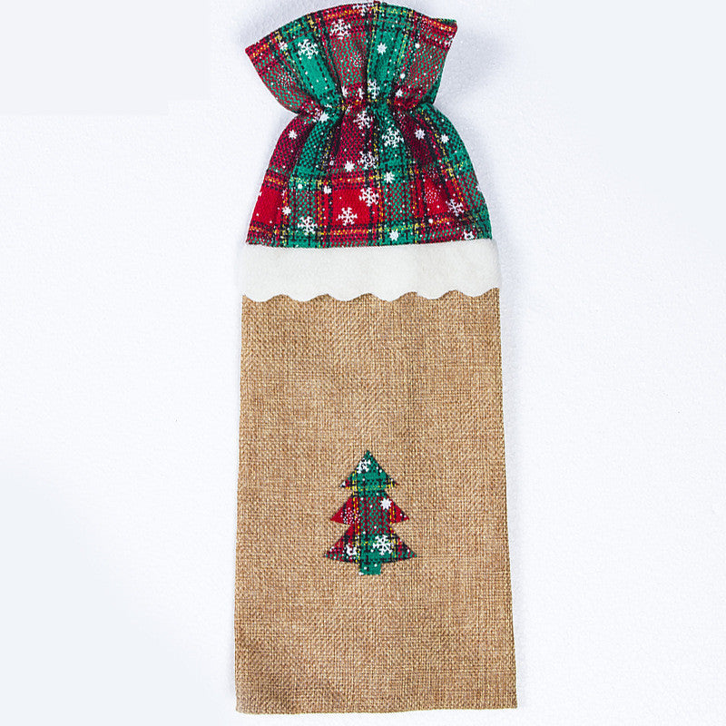 HKM-038611 Christmas Table Decorative Wine Bottle Bag - Creative Design 35cm Cloth Bag with Festive Themes