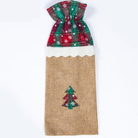 HKM-038611 Christmas Table Decorative Wine Bottle Bag - Creative Design 35cm Cloth Bag with Festive Themes