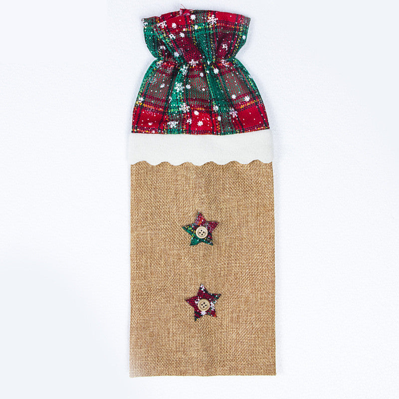 HKM-038611 Christmas Table Decorative Wine Bottle Bag - Creative Design 35cm Cloth Bag with Festive Themes
