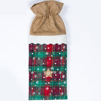 HKM-038611 Christmas Table Decorative Wine Bottle Bag - Creative Design 35cm Cloth Bag with Festive Themes