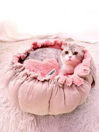 HKM-038611 Cozy Enclosed Winter Warm Pet Nest in Princess Petal Color - Hand Washable, Available in Sizes S & M