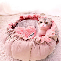 HKM-038611 Cozy Enclosed Winter Warm Pet Nest in Princess Petal Color - Hand Washable, Available in Sizes S & M