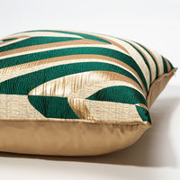 HKM-038611 Gold Green Striped Lumbar Cushion Cover for Sofa, Living Room, and Bedroom - 30x50cm, 45x45cm, 50x50cm