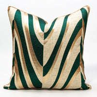 HKM-038611 Gold Green Striped Lumbar Cushion Cover for Sofa, Living Room, and Bedroom - 30x50cm, 45x45cm, 50x50cm