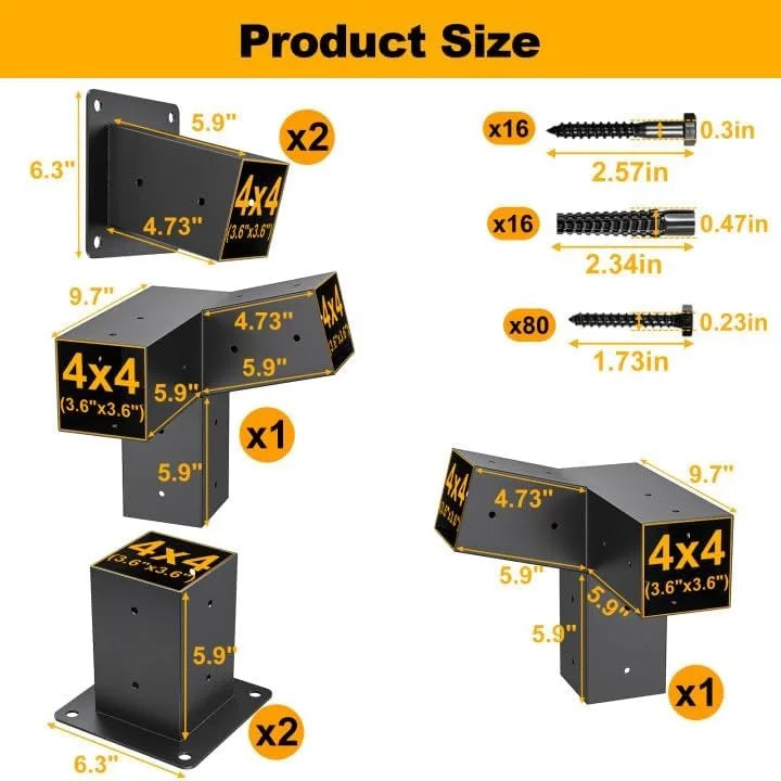 KTX-038675 Metal Pergola Bracket Kit for Garden Structures, Waterproof Connector for Arches and Gazebos