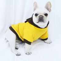 HKM-038739 Cozy Hooded Fleece Dog Sweater in Blue, Red, and Yellow - Sizes S to XXL