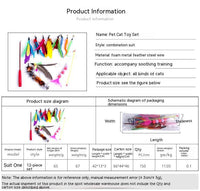 HKM-038803 Pet Cat Toy Feather Fishing Rod with Bell - 12-Piece Set