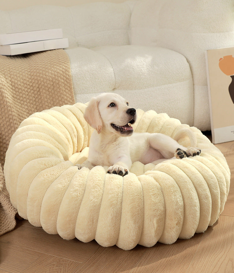 HKM-038867 Pet Kennels Long Plush Round Cat Nest Winter Warm Dog Beds Kennel Super Soft Dogs Mat Sofa Pet Deep Sleeping SuppliesPet Products